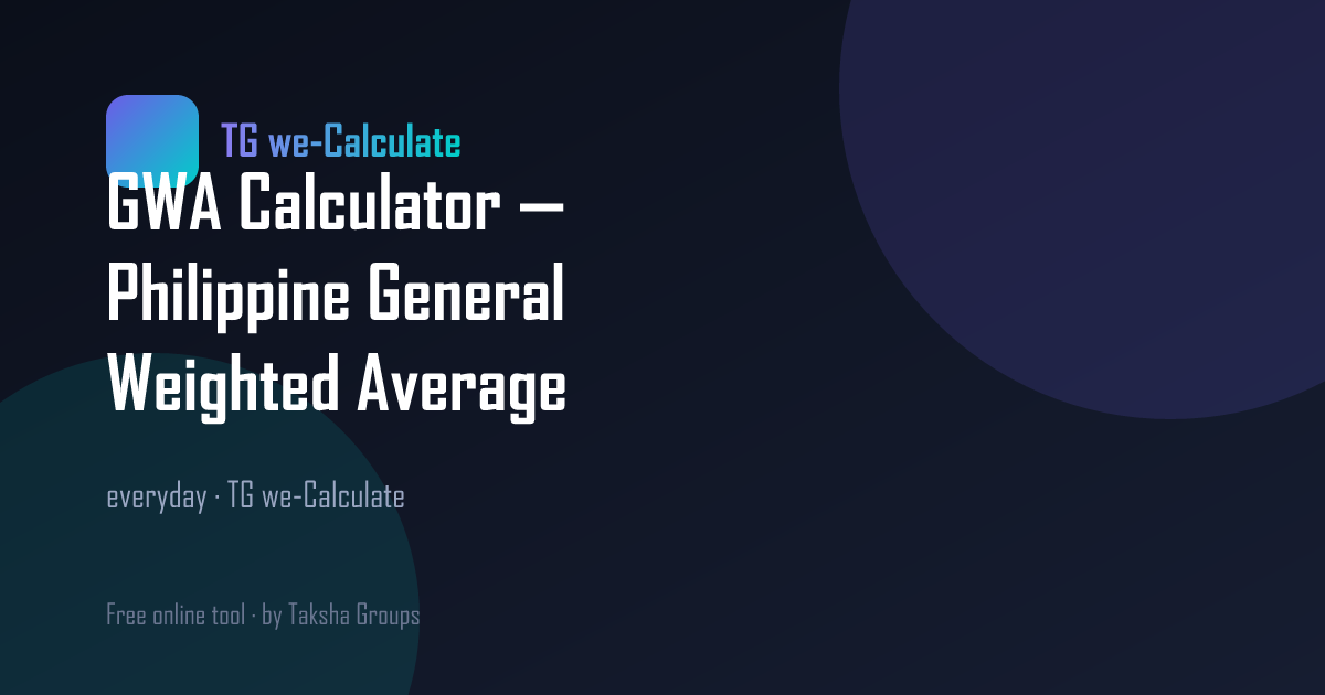 GWA Calculator — Philippine General Weighted Average | we-Calculate